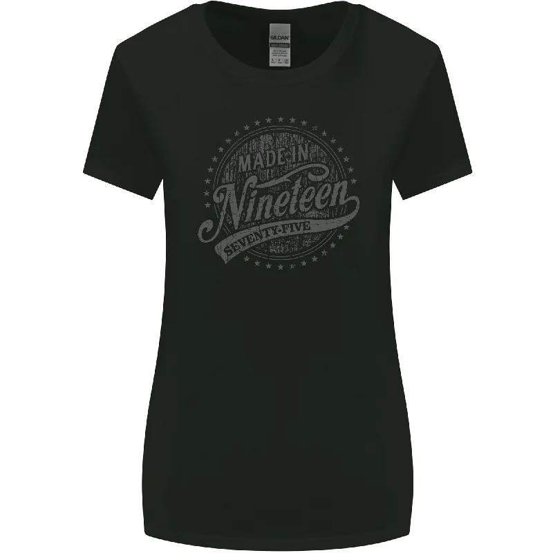 Distressed 48th Birthday Made In 1975 Womens Wider Cut T-Shirt Black Elegant Classic Vintage Distressed 48th Birthday Made In 1975 Womens Wider Cut T-Shirt Black Elegant Classic Vintage