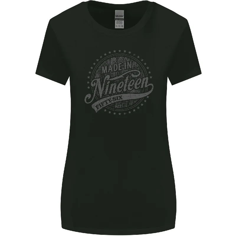 Distressed 67th Birthday Made In 1956 Womens Wider Cut T-Shirt Black Mesh Canvas Denim Distressed 67th Birthday Made In 1956 Womens Wider Cut T-Shirt Black Mesh Canvas Denim