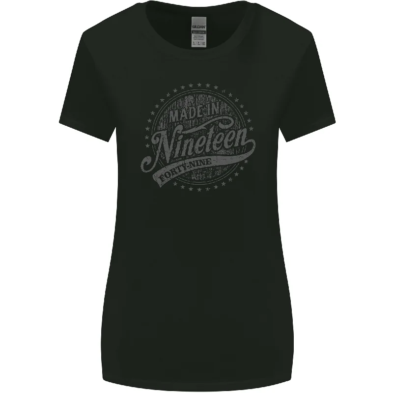 Distressed 74th Birthday Made In 1949 Womens Wider Cut T-Shirt Black Elegant Classic Vintage Distressed 74th Birthday Made In 1949 Womens Wider Cut T-Shirt Black Elegant Classic Vintage