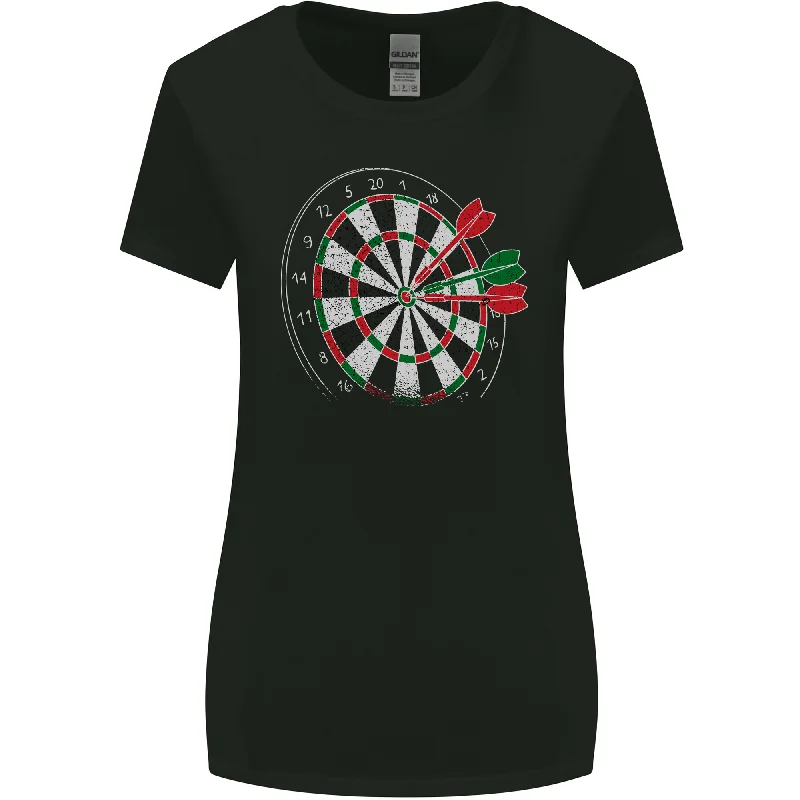 Distressed Dart Board Womens Wider Cut T-Shirt Hooded Caped Shawl Collar