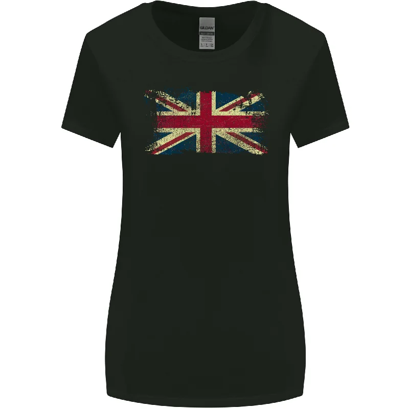 Distressed Great Britain Flag Union Jack UK Womens Wider Cut T-Shirt Front Pockets Side Pockets Patch Pockets Distressed Great Britain Flag Union Jack UK Womens Wider Cut T-Shirt Front Pockets Side Pockets Patch Pockets