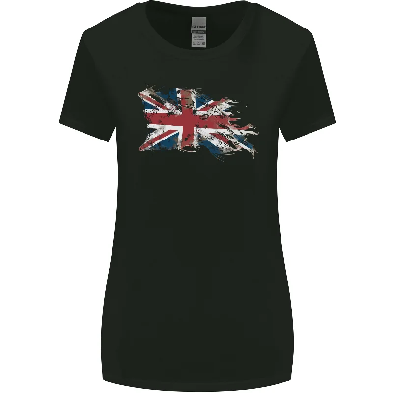 Distressed Union Jack Flag GB British Womens Wider Cut T-Shirt Ribbed T-Shirt High Neck Heavyweight Distressed Union Jack Flag GB British Womens Wider Cut T-Shirt Ribbed T-Shirt High Neck Heavyweight