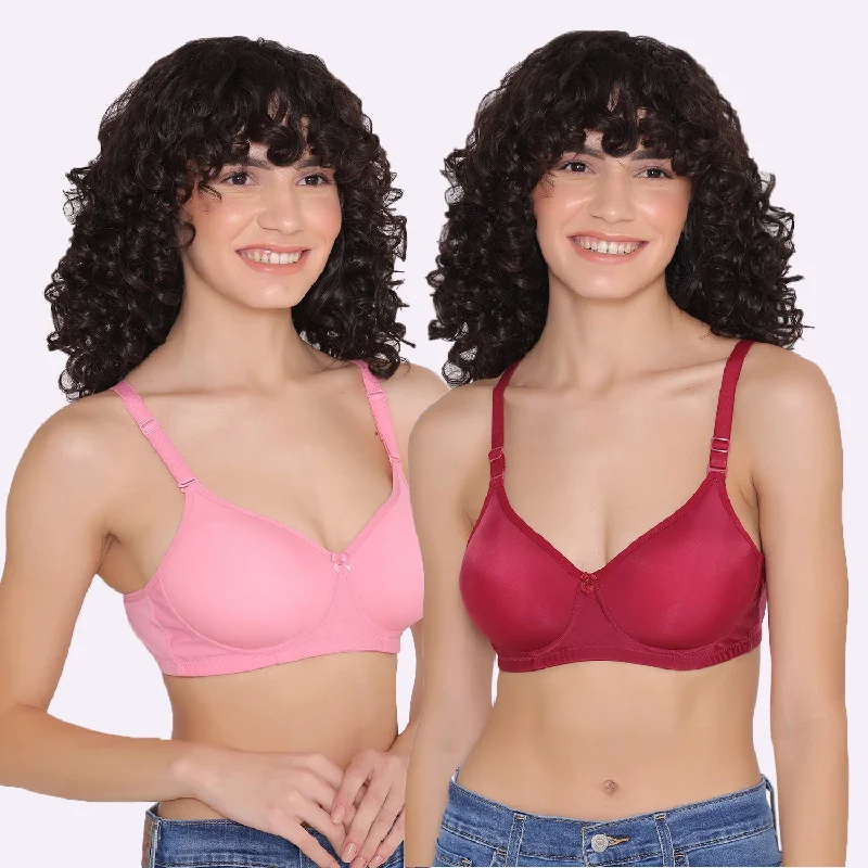 Women's Padded and Non Wired Full Coverage T-Shirt Bra (Pack of 2)-LILY Zippered Front Buttoned Front Snap Front Women's Padded and Non Wired Full Coverage T-Shirt Bra (Pack of 2)-LILY Zippered Front Buttoned Front Snap Front
