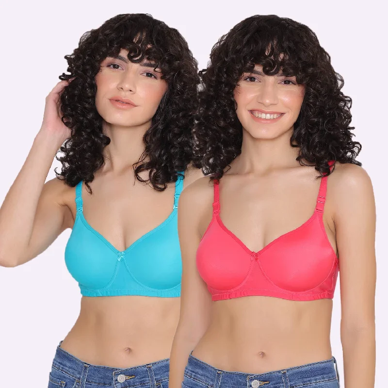 Women's Padded and Non Wired Full Coverage T-Shirt Bra (Pack of 2)-LILY Zippered Buttoned Snapped Women's Padded and Non Wired Full Coverage T-Shirt Bra (Pack of 2)-LILY Zippered Buttoned Snapped