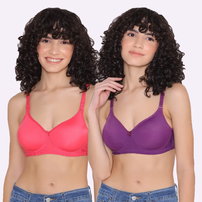 Women's Padded and Non Wired Full Coverage T-Shirt Bra (Pack of 2)-LILY Sequined Glittery Shiny Women's Padded and Non Wired Full Coverage T-Shirt Bra (Pack of 2)-LILY Sequined Glittery Shiny