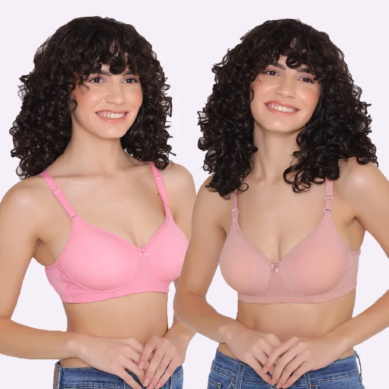 Women's Padded and Non Wired Full Coverage T-Shirt Bra (Pack of 2)-LILY Cozy Warm Stylish Women's Padded and Non Wired Full Coverage T-Shirt Bra (Pack of 2)-LILY Cozy Warm Stylish