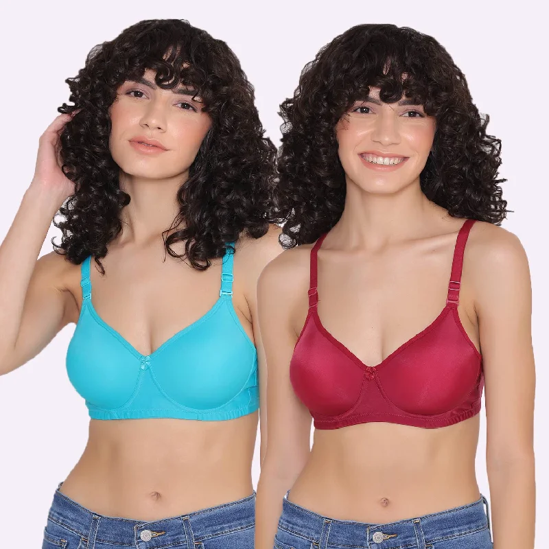 Women's Padded and Non Wired Full Coverage T-Shirt Bra (Pack of 2)-LILY Fleece Fabric Down Fabric Feather Fabric Women's Padded and Non Wired Full Coverage T-Shirt Bra (Pack of 2)-LILY Fleece Fabric Down Fabric Feather Fabric