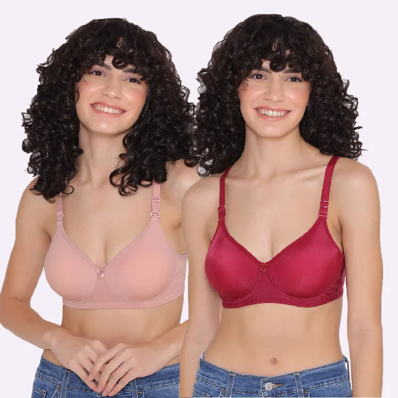 Women's Padded and Non Wired Full Coverage T-Shirt Bra (Pack of 2)-LILY Asymmetrical Pockets Print Women's Padded and Non Wired Full Coverage T-Shirt Bra (Pack of 2)-LILY Asymmetrical Pockets Print
