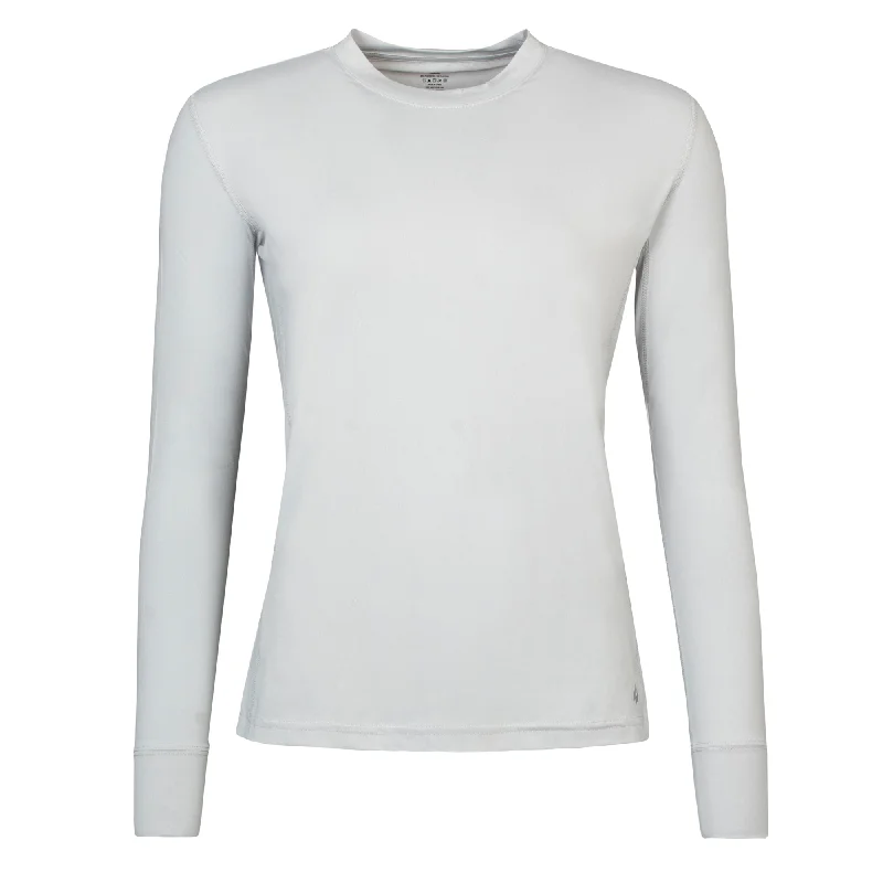 Ladies Performance Long Sleeve T-Shirt - Silver Grey Real Fur Shearling Chenille