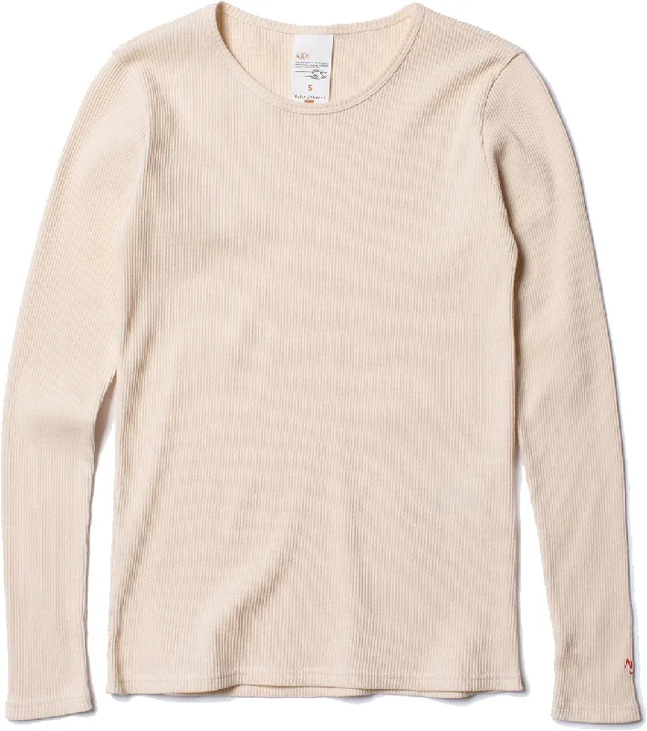 Nudie Jeans Women - Jessy Rib T-Shirt - Egg White Satin Blend Silk Blend Wool Blend