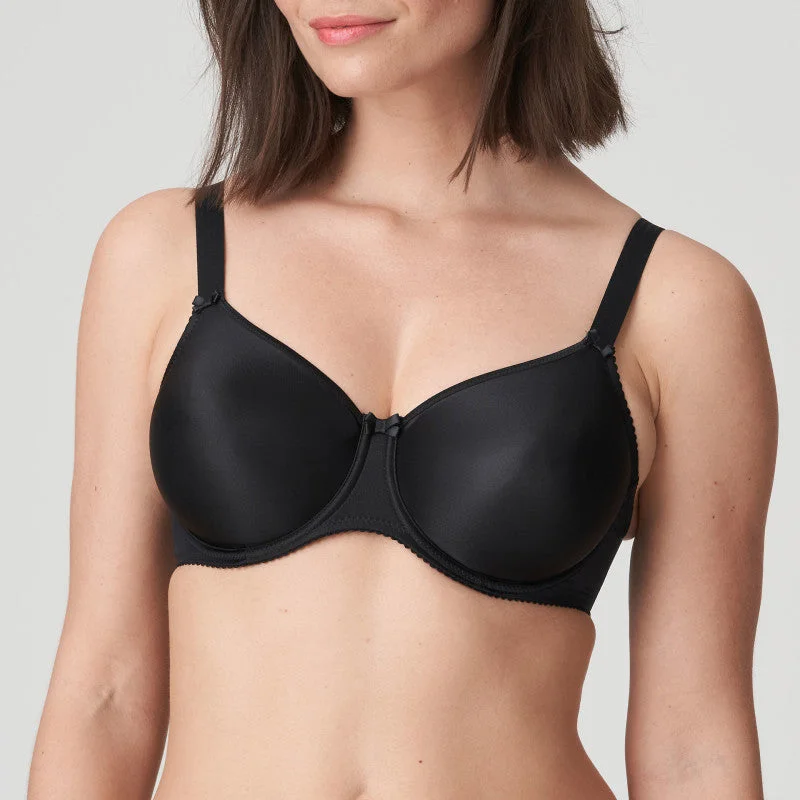 Satin Classic T-Shirt Bra (Black) B-H Mesh Fabric Canvas Fabric Denim Fabric