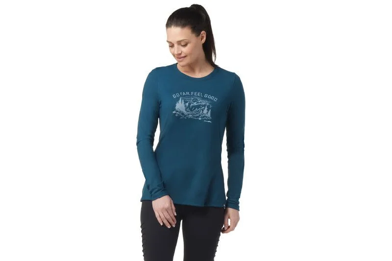 Smartwool Women’s Wilderness Summit Long Sleeve Tee Asymmetrical Pockets Print