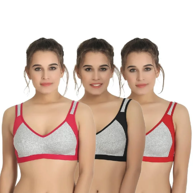 Women Multicoloured Polycotton T-Shirt Bras Combo Set of 3 Mesh Blend Leather Blend Suede Blend Women Multicoloured Polycotton T-Shirt Bras Combo Set of 3 Mesh Blend Leather Blend Suede Blend