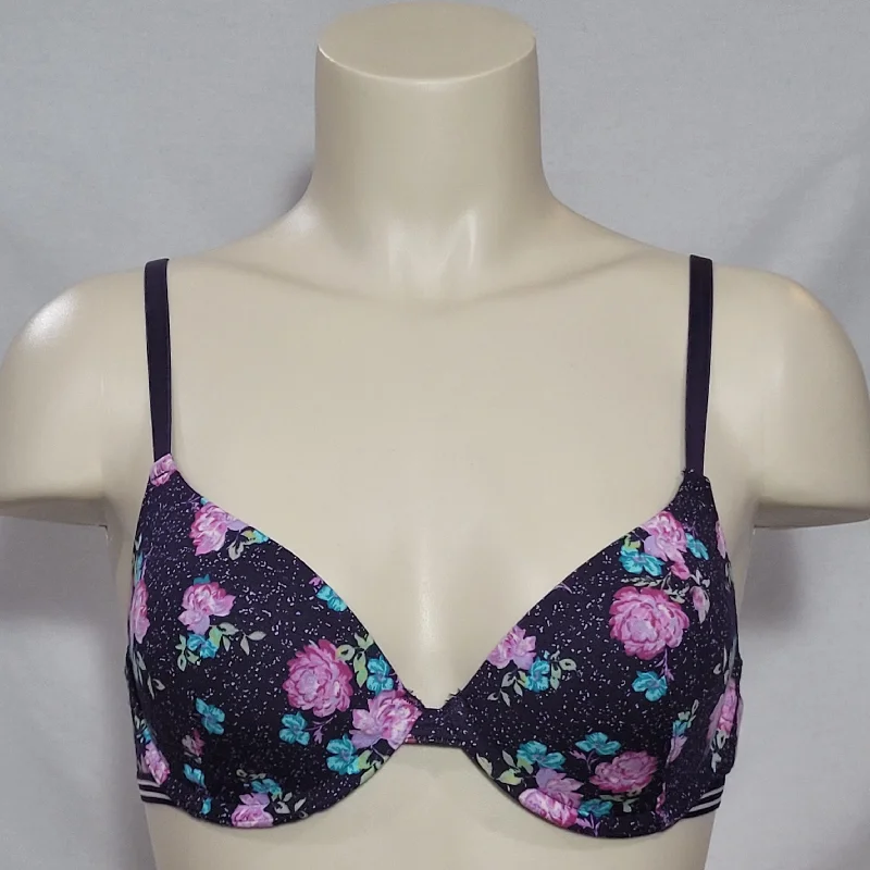 Xhilaration Cotton T-Shirt Convertible UW Bra 32C Purple Flower Notch Collar Peter Pan Collar Cowl Neck Xhilaration Cotton T-Shirt Convertible UW Bra 32C Purple Flower Notch Collar Peter Pan Collar Cowl Neck