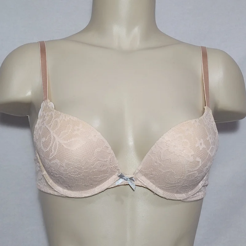 Xhilaration Lace Push-Up T-Shirt Underwire Bra 32B Feather Peach NWT Notch Collar Peter Pan Collar Cowl Neck