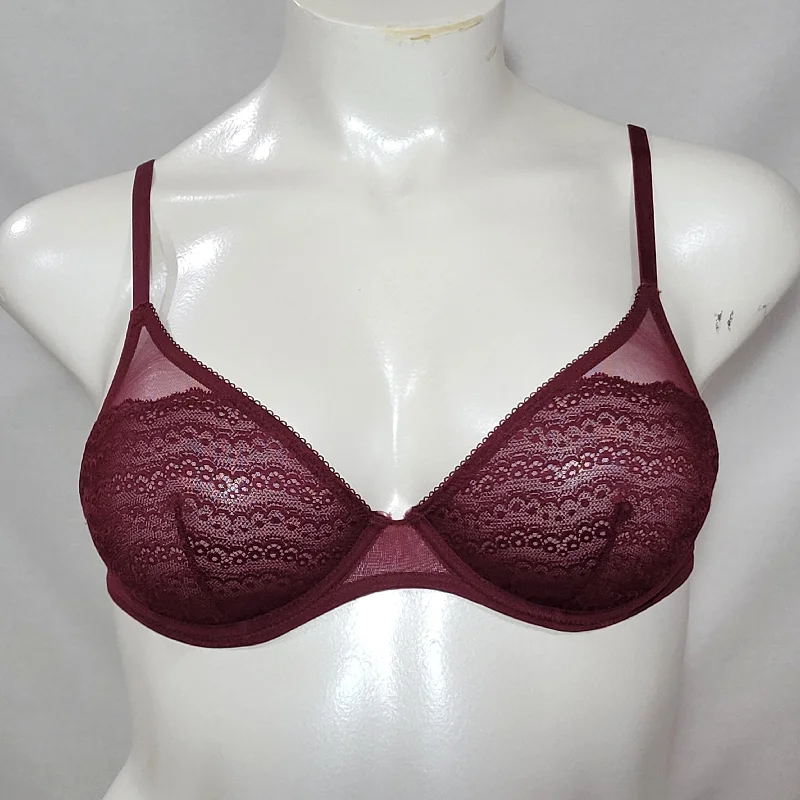 Xhilaration Unlined T-Shirt Lace Underwire Bra 32B Boysenberry Red Spandex Blend Rayon Blend Denim Blend Xhilaration Unlined T-Shirt Lace Underwire Bra 32B Boysenberry Red Spandex Blend Rayon Blend Denim Blend