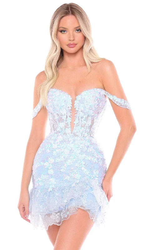 Amarra 88060 - Sequined Lace Cocktail Dress