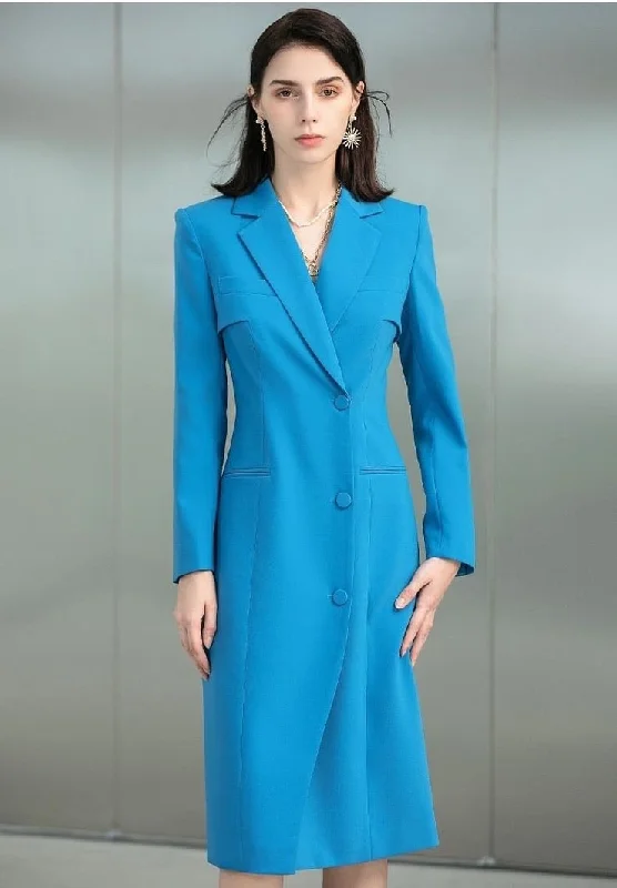 Blue Doublebreasted Coat Dress