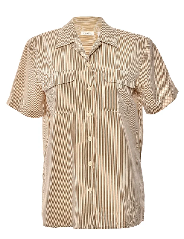 Brown Chaus Blouse - M Elegant Semi-Sheer Blouse