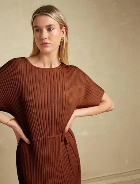 Column Rib Dress - Ginger