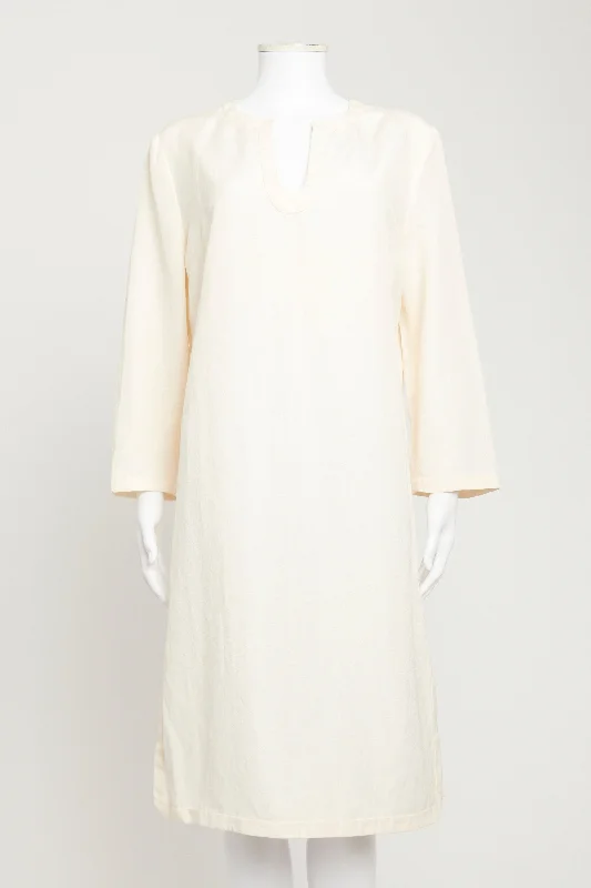 Cream Silk and Linen Blend Preowned Tunic Dress