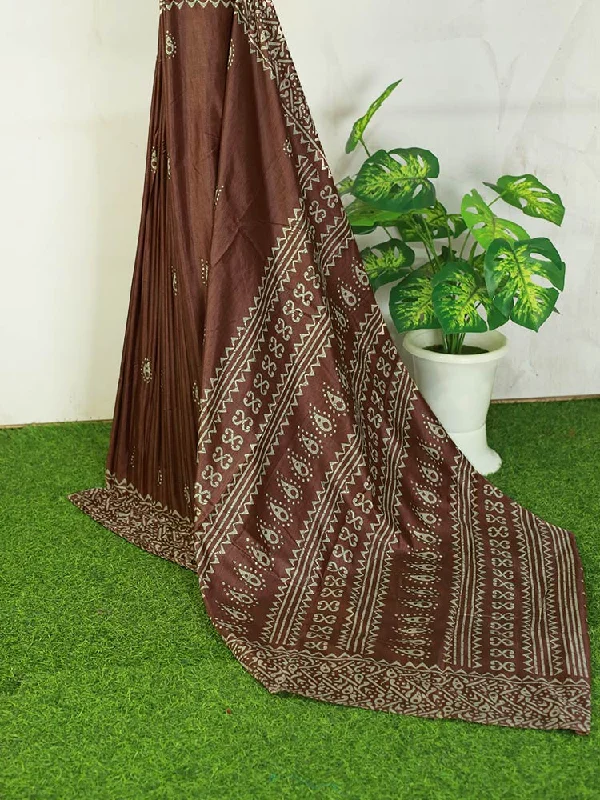 Elegant Georgette Saree with Tusser Silk Blouse - ₹455 Semi-Sheer Blouse