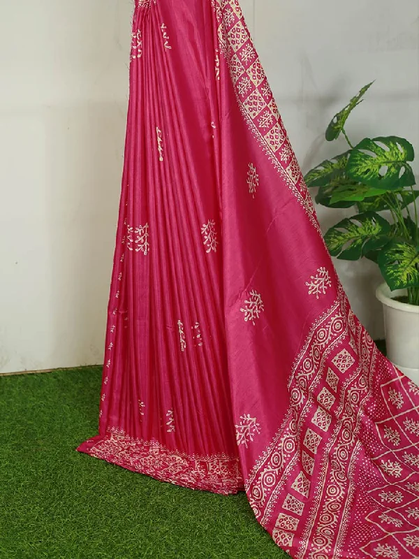 Elegant Georgette Saree with Tusser Silk Blouse - ₹455 Oversized Silk Blouse