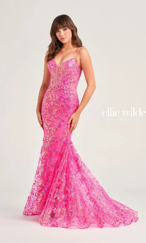 Ellie Wilde Designer Glitter Prom Dress EW35013