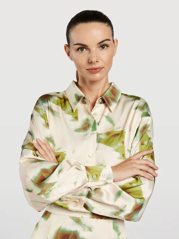 Faded Print Blouse Floral Chiffon Blouse
