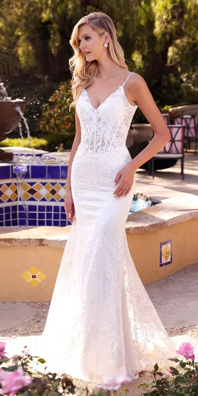 Cinderella Divine J825W Fitted Lace Mermaid Bridal Gown