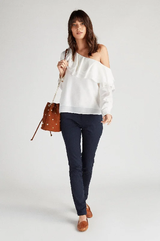 Half Shoulder Fantasy Women's Blouse Textured Cotton Blouse
