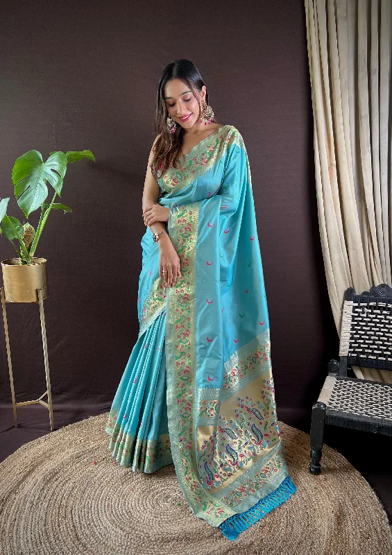Women Party Wear Designer Heavy Jari Worked Paithani Silk Saree With Un Stitched Blouse Floral Chiffon Blouse Women Party Wear Designer Heavy Jari Worked Paithani Silk Saree With Un Stitched Blouse Floral Chiffon Blouse