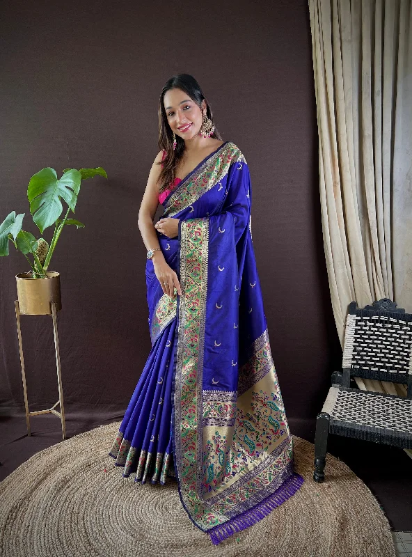 Women Party Wear Designer Heavy Jari Worked Paithani Silk Saree With Un Stitched Blouse Elegant Semi-Sheer Blouse Women Party Wear Designer Heavy Jari Worked Paithani Silk Saree With Un Stitched Blouse Elegant Semi-Sheer Blouse
