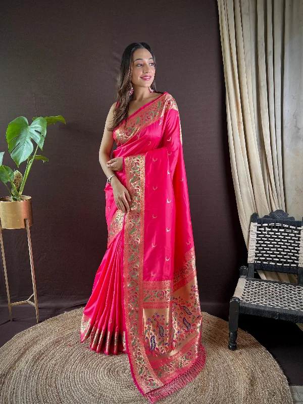 Women Party Wear Designer Heavy Jari Worked Paithani Silk Saree With Un Stitched Blouse Lightweight Floral Blouse Women Party Wear Designer Heavy Jari Worked Paithani Silk Saree With Un Stitched Blouse Lightweight Floral Blouse