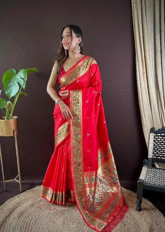 Women Party Wear Designer Heavy Jari Worked Paithani Silk Saree With Un Stitched Blouse Feminine Pastel Blouse Women Party Wear Designer Heavy Jari Worked Paithani Silk Saree With Un Stitched Blouse Feminine Pastel Blouse