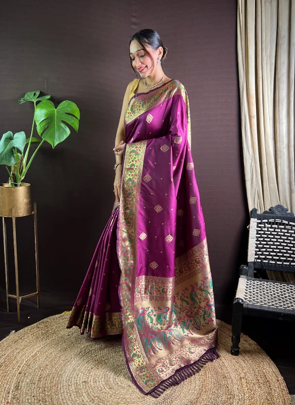Women Party Wear Jari Weaving Paithani Silk Saree With Un Stitched Blouse Office-Ready Blouse Women Party Wear Jari Weaving Paithani Silk Saree With Un Stitched Blouse Office-Ready Blouse