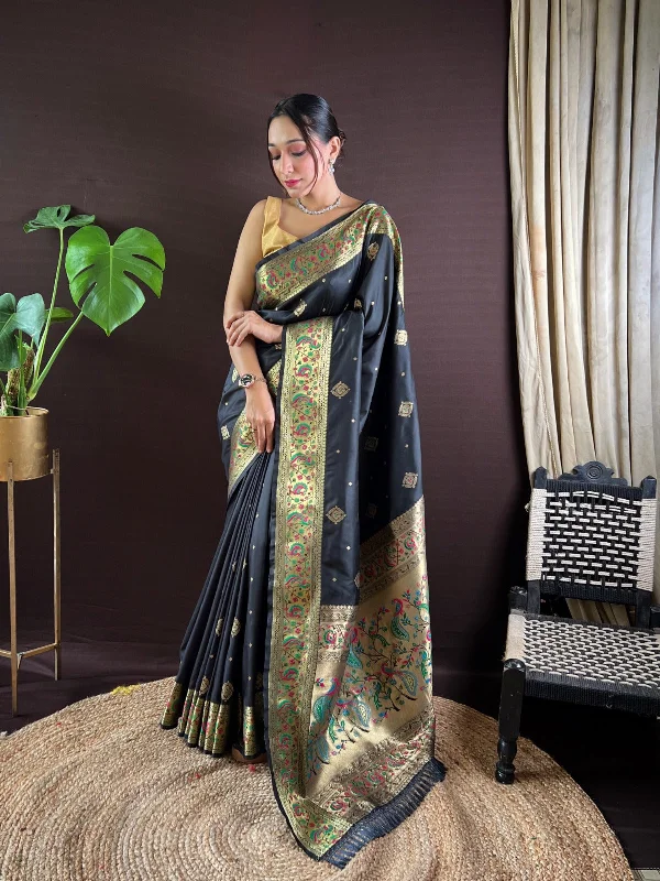 Women Party Wear Jari Weaving Paithani Silk Saree With Un Stitched Blouse Casual Relaxed Blouse Women Party Wear Jari Weaving Paithani Silk Saree With Un Stitched Blouse Casual Relaxed Blouse