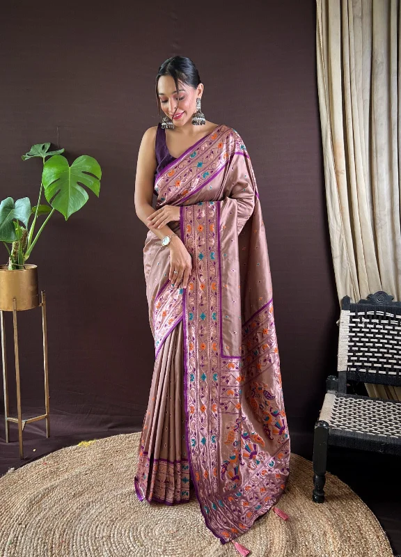 Women Party Wear Jari Weaving Paithani Silk Saree With Un Stitched Blouse Loose Fit Blouse Women Party Wear Jari Weaving Paithani Silk Saree With Un Stitched Blouse Loose Fit Blouse