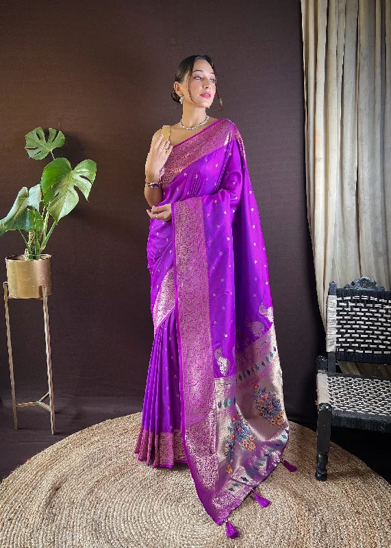 Women Party Wear Jari Weaving Paithani Silk Saree With Un Stitched Blouse Soft Satin Blouse Women Party Wear Jari Weaving Paithani Silk Saree With Un Stitched Blouse Soft Satin Blouse