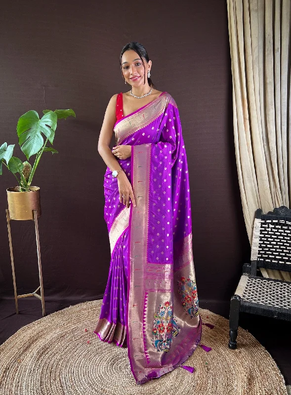 Women Party Wear Designer Heavy Jari Worked Paithani Silk Saree With Un Stitched Blouse Sheer Sleeve Blouse Women Party Wear Designer Heavy Jari Worked Paithani Silk Saree With Un Stitched Blouse Sheer Sleeve Blouse
