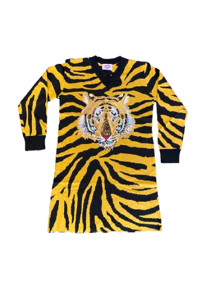 Knit Tiger Stripe Dress with Tiger Head