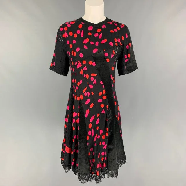 KOCHE' Size 0 Black Red Dot Print A-Line Dress