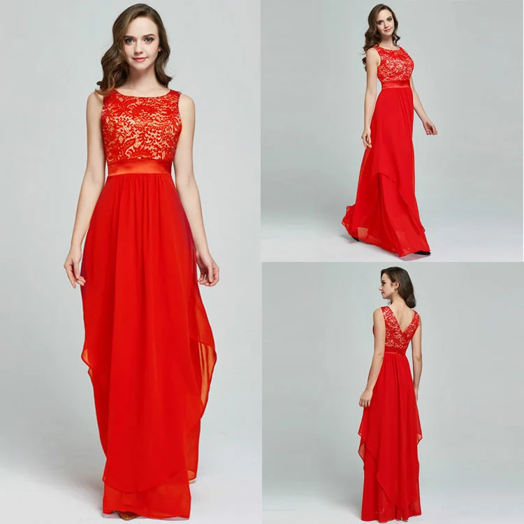 Ethereal Fusion: Lace Spliced Irregular Chiffon Dress