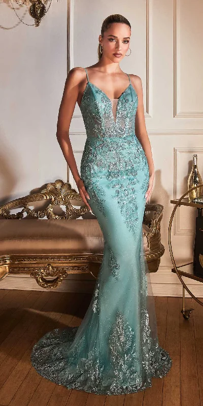 Cinderella Divine OC007 Long Glitter Formal Gown with Corset Back