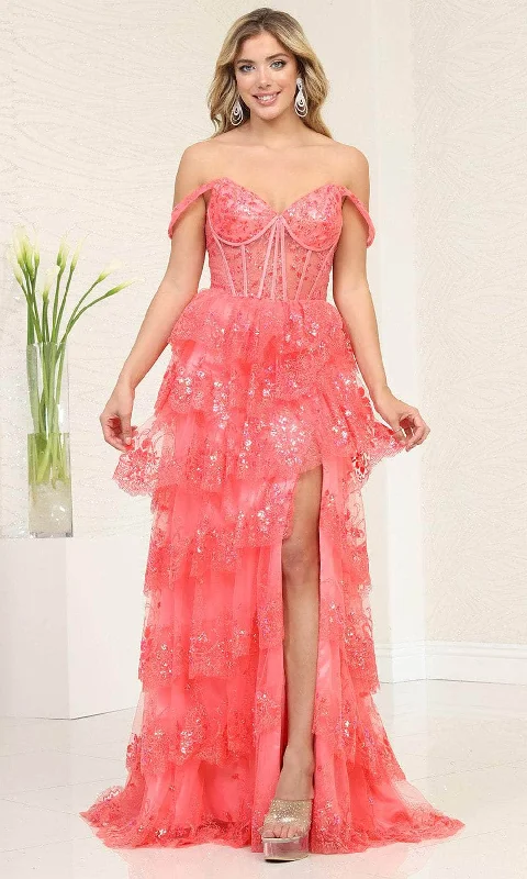 May Queen RQ8115 - Glitter Tiered Prom Dress