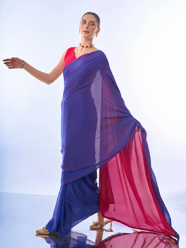 Women Party Wear Printed Georgette Saree With Un Stitched Blouse Soft Pastel Blouse