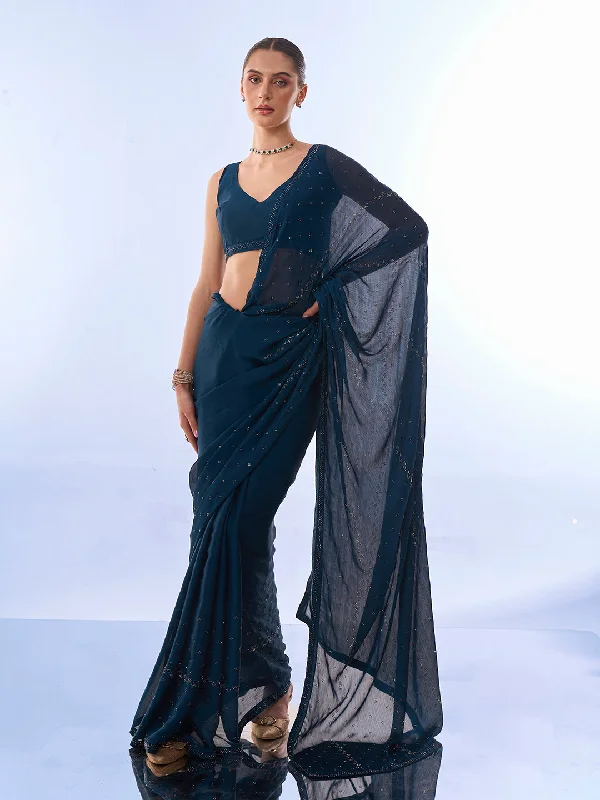 Women Party Wear Satin Chiffon Saree With Un Stitched Blouse Casual Relaxed Fit Blouse Women Party Wear Satin Chiffon Saree With Un Stitched Blouse Casual Relaxed Fit Blouse