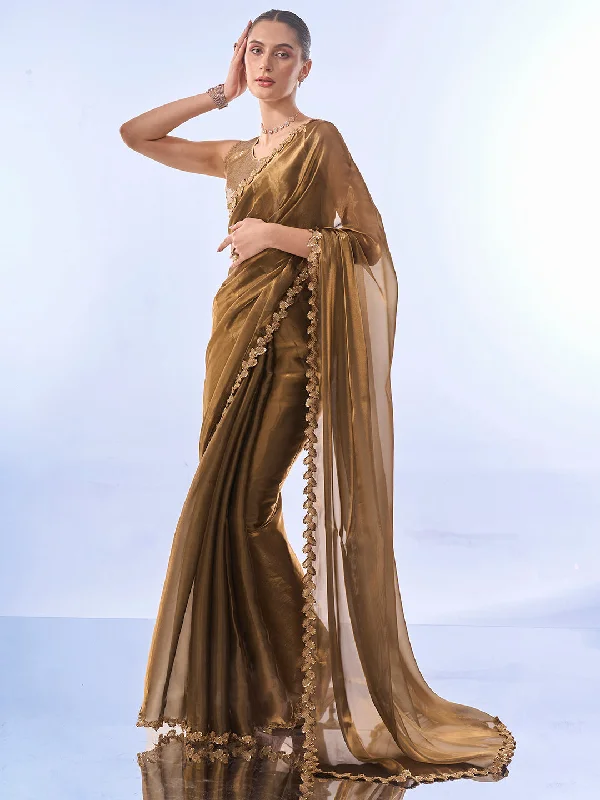 Women Party Wear Printed Premium Organza Saree With Un Stitched Blouse Casual Stripe Blouse Women Party Wear Printed Premium Organza Saree With Un Stitched Blouse Casual Stripe Blouse