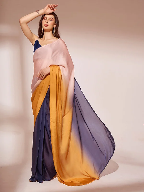 Women Party Wear Printed Ready To Wear Satin Georgette Saree With Un Stitched Blouse(Size Up To 42) Feminine Pastel Blouse Women Party Wear Printed Ready To Wear Satin Georgette Saree With Un Stitched Blouse(Size Up To 42) Feminine Pastel Blouse