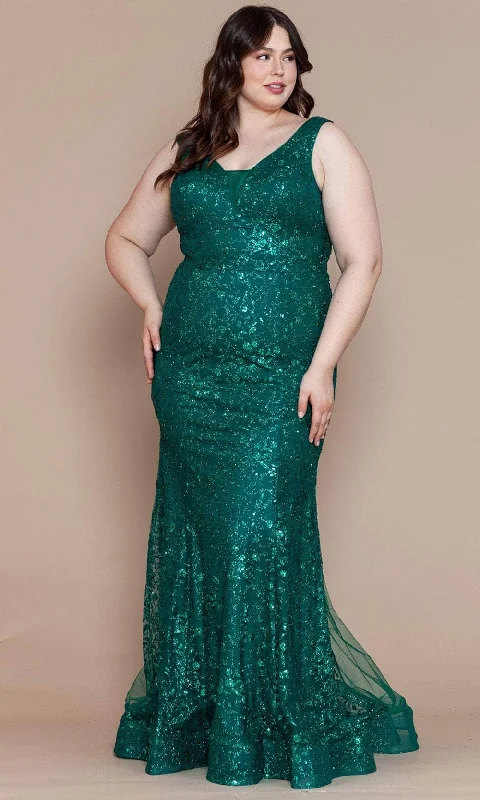 Poly USA W1136 - Glitter Mermaid Plus Prom Dress